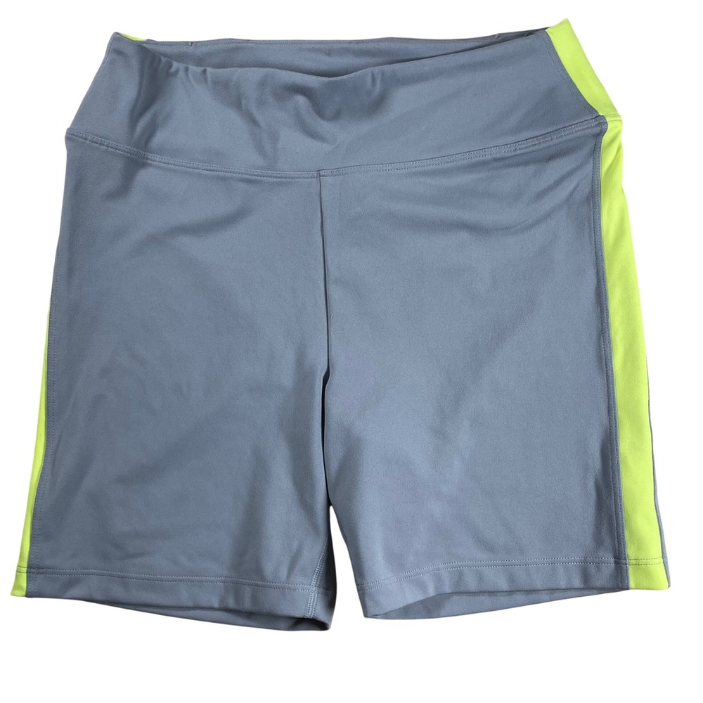 PINK Active Bike Shorts Womens Medium Gray High Waist Neon Athletic Gym Pocket‎